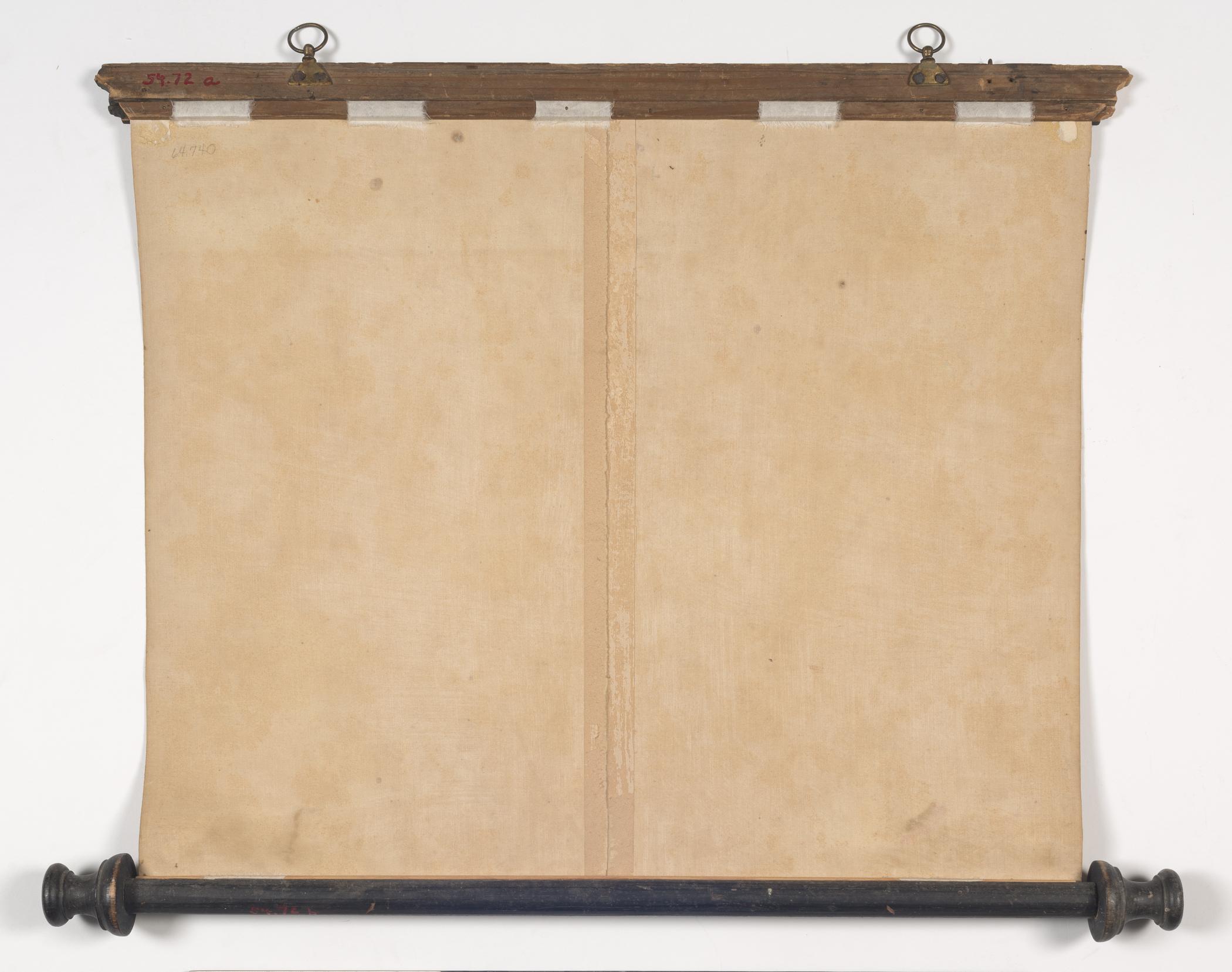 1964.0740 Map, 1954.0072 A, B Map frame and roller, view 2, reverse