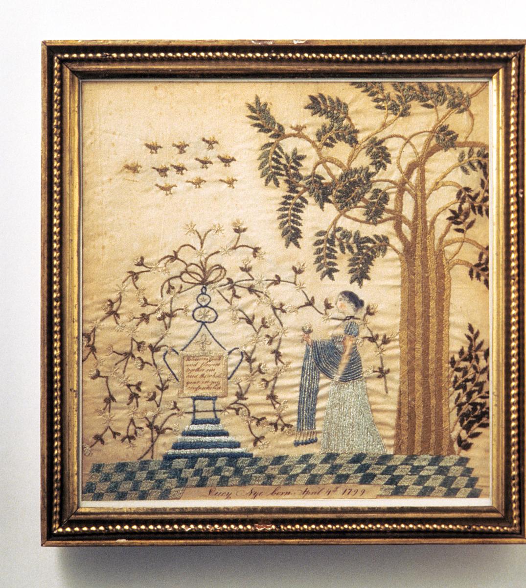 1964.0775 A, B  Silkwork Picture and Frame