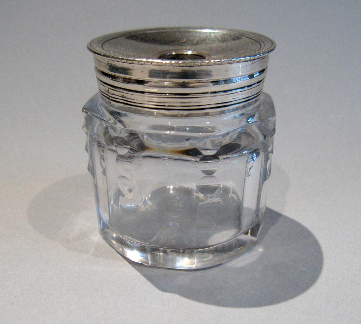 1964.1027 C, F Silver Standish Jar and Lid