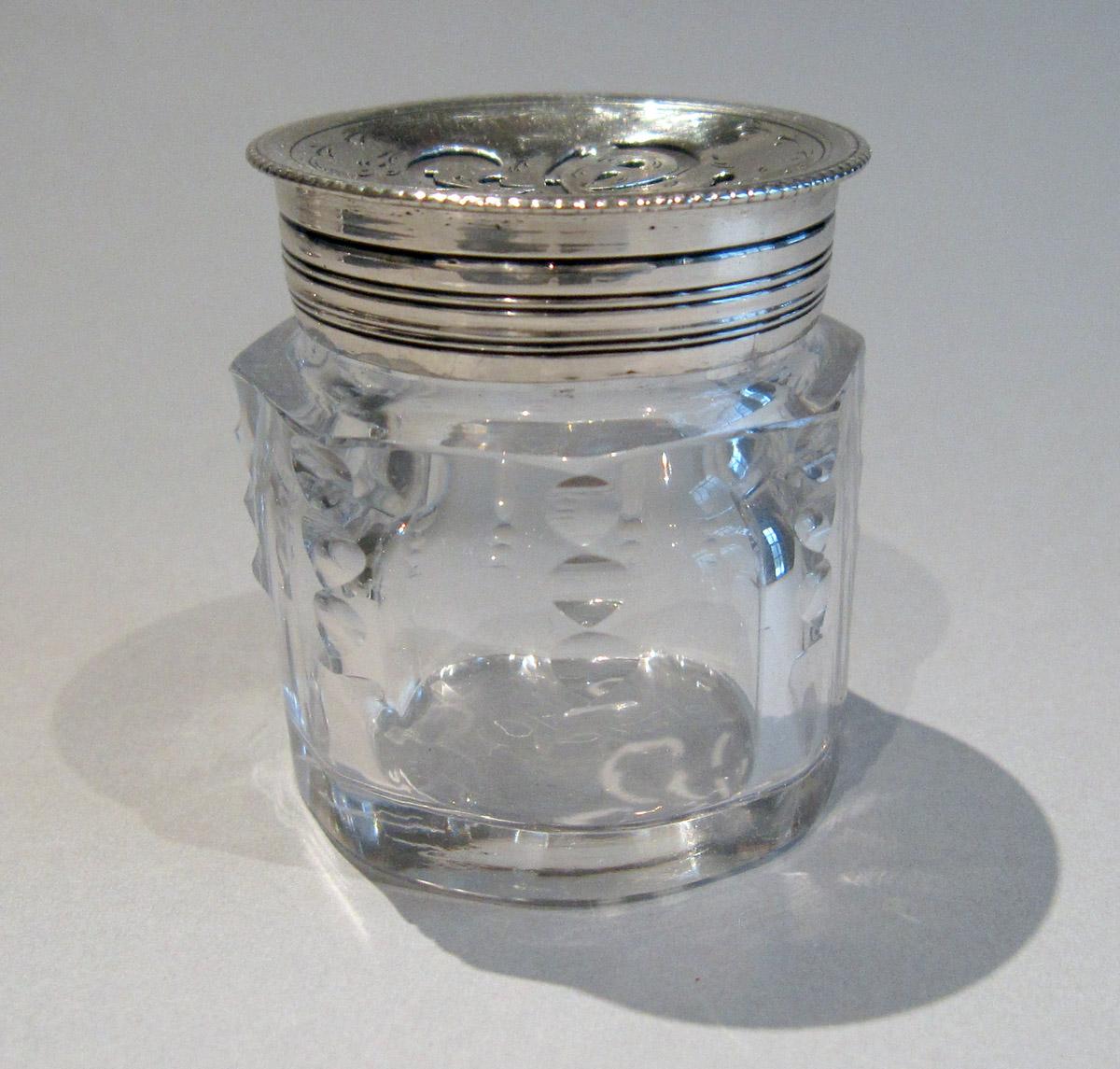 1964.1027 B, E Silver Standish Jar and Lid