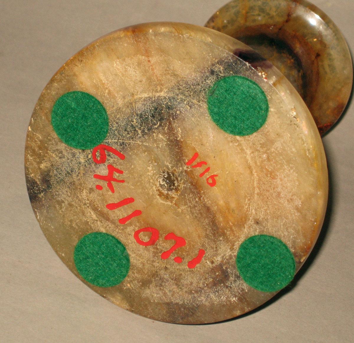 1964.1107.001 Derbyshire spar candlestick (underside)