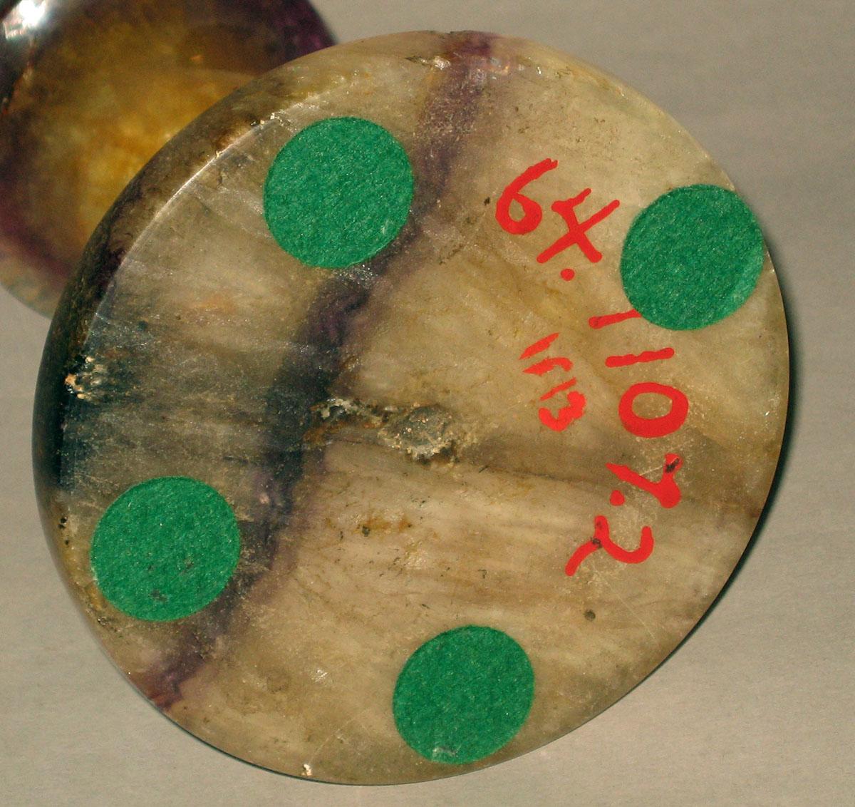 1964.1107.002 Derbyshire spar candlestick (underside)