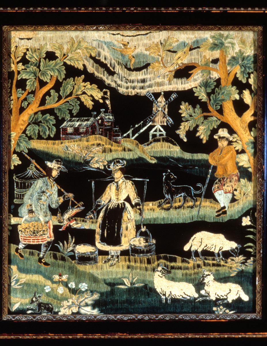 1964.1221 A, B  Embroidery Picture and Frame