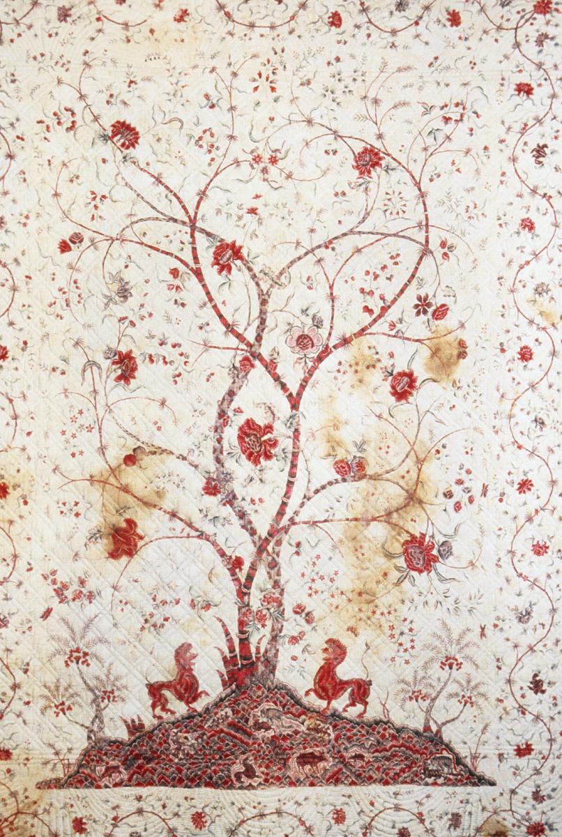 1955.0637.005 Quilt (Wholecloth, Palampore) detail