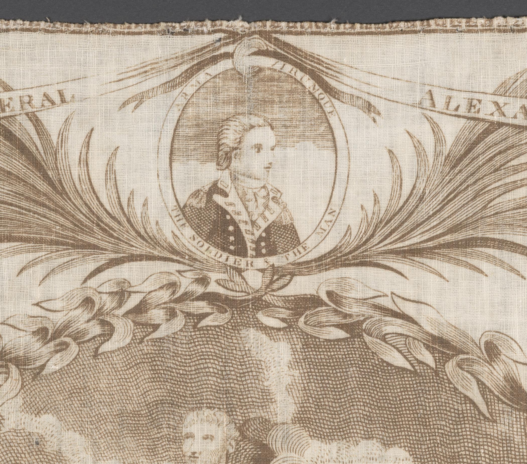 1964.1485 Handkerchief, detail 1, after conservation treatment