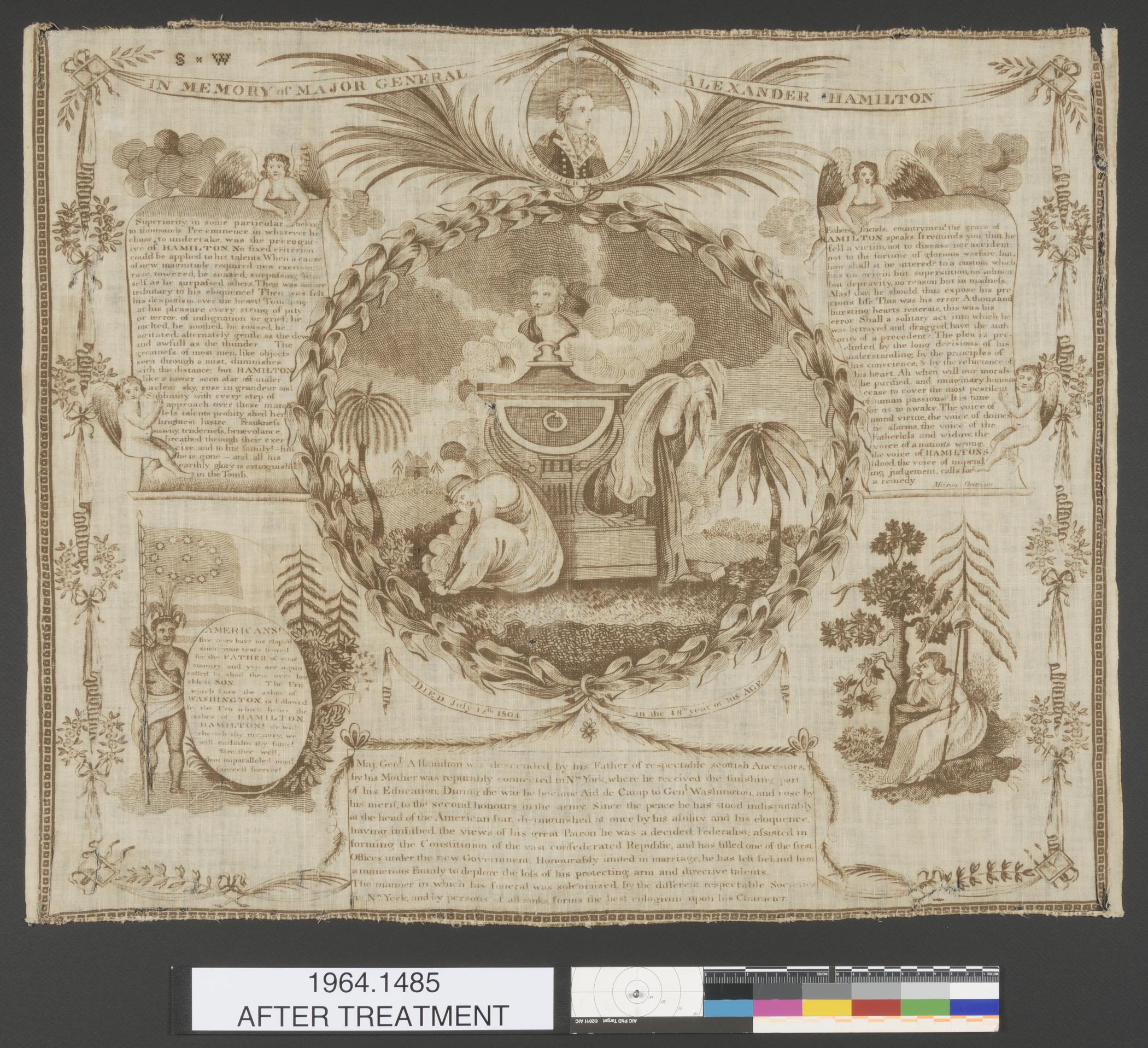 1964.1485 Handkerchief, view 2, after conservation treatment