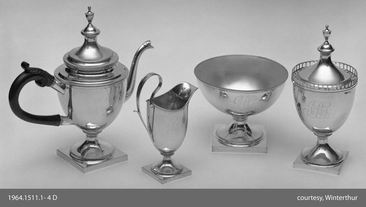 1964.1511.001-.004 Silver tea set (bw)
