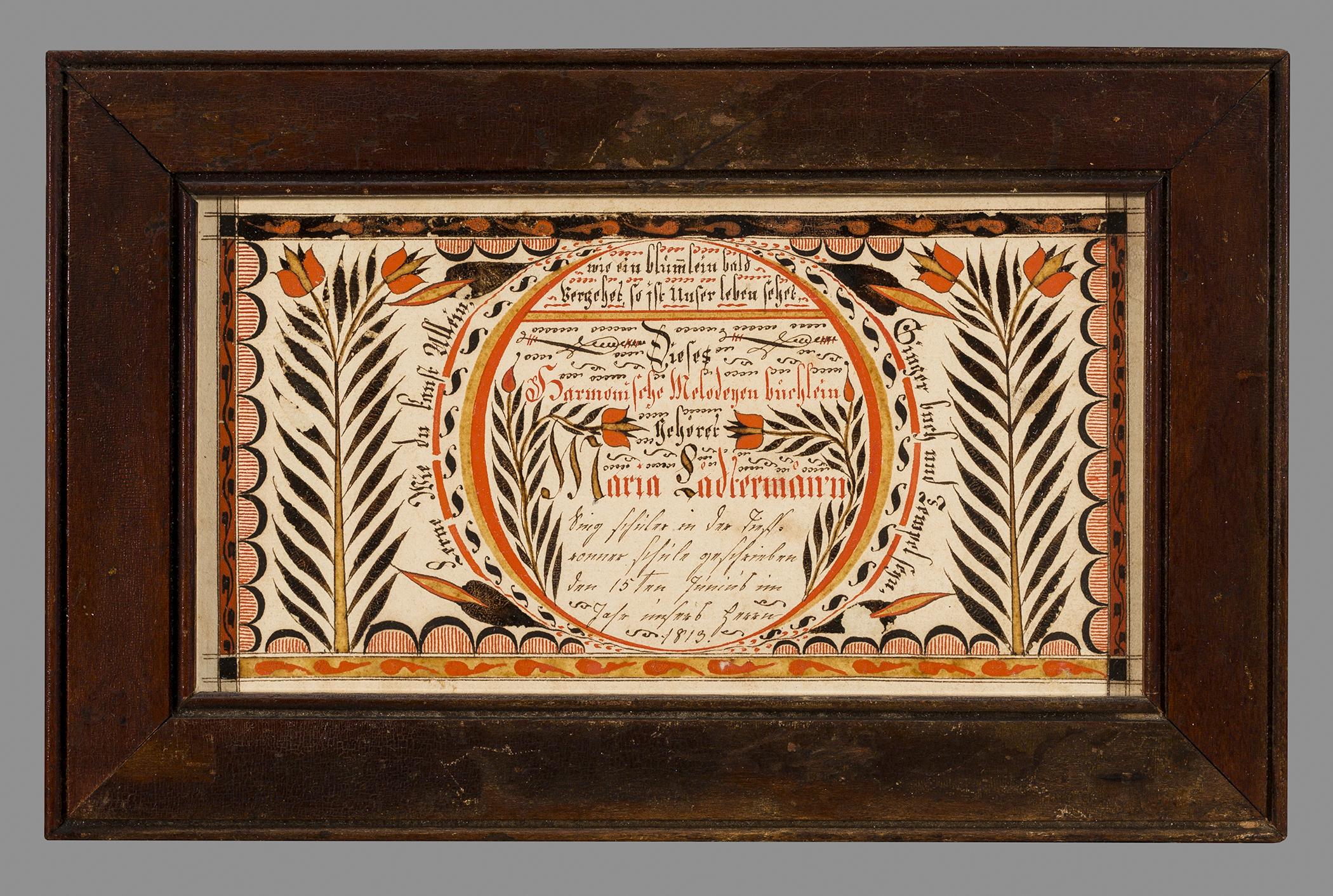 1957.1242 Fraktur, 1964.1552 Frame, view 1