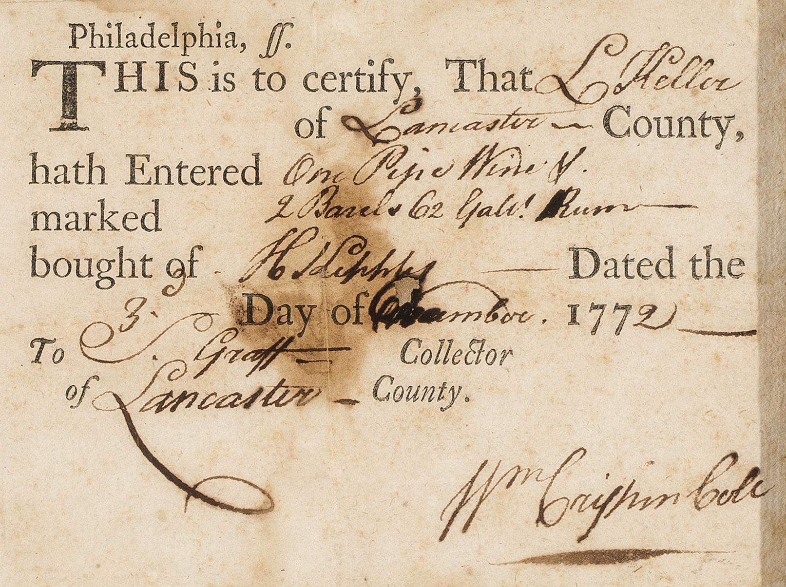 1964.1586 Certificate, detail 1