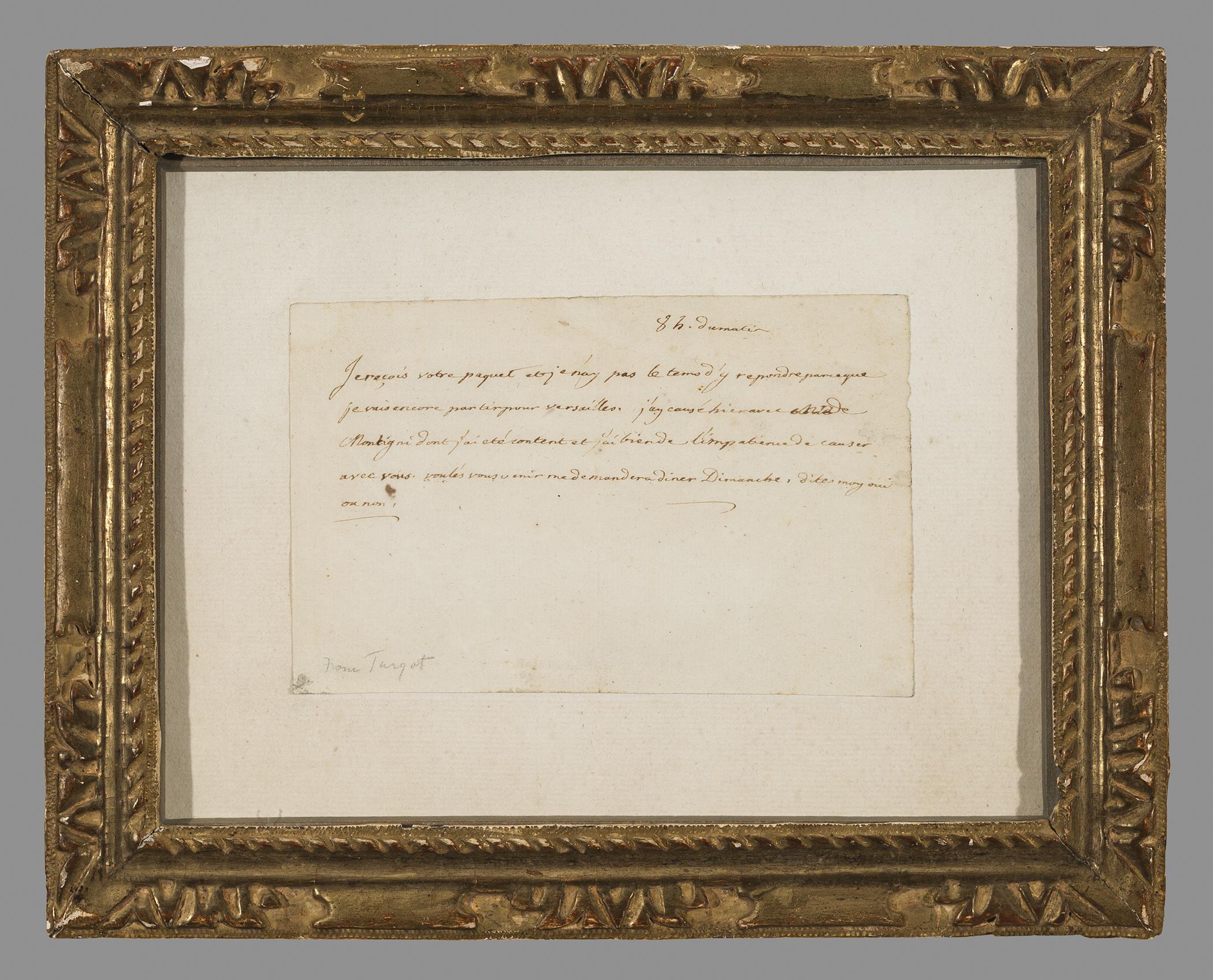 1958.3048 Letter, 1964.1609 Frame, view 1
