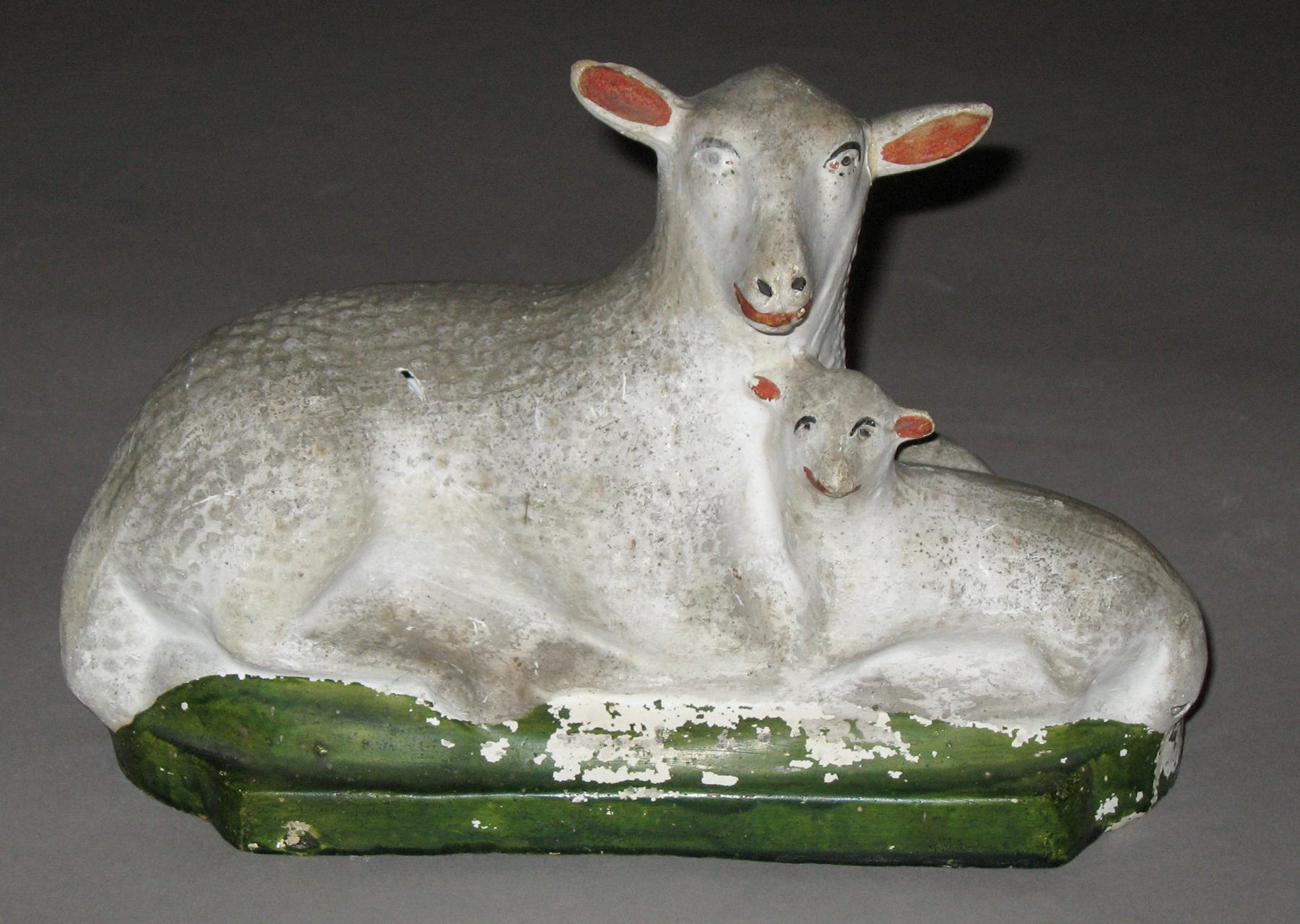 1964.1677 Chalkware sheep (ewe) and lamb