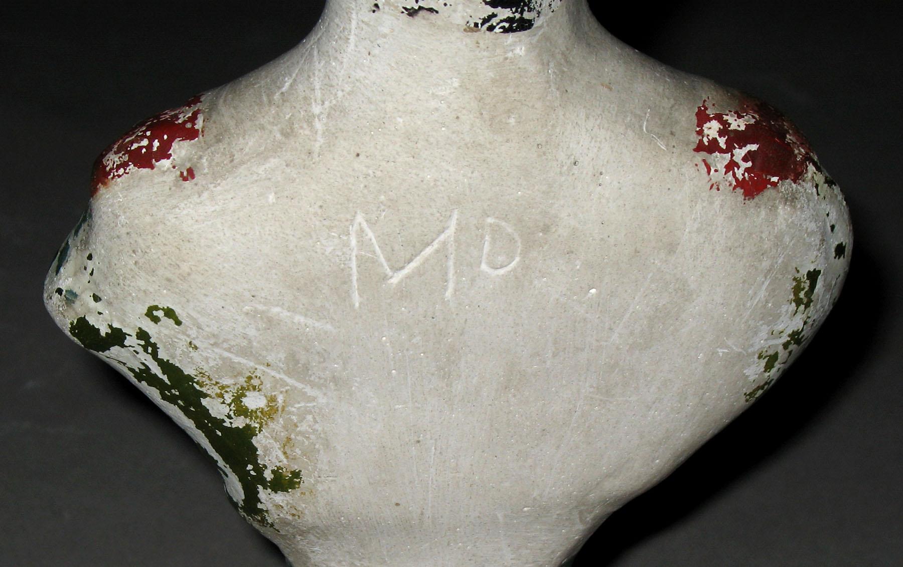 1964.1696 Chalkware bust (woman), detail