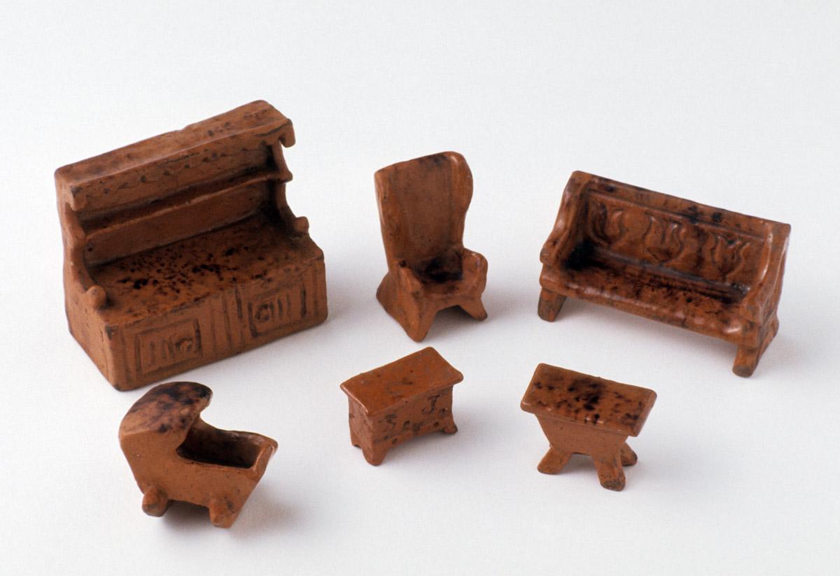 1964.1720.001-.006 Earthenware (redware) furniture