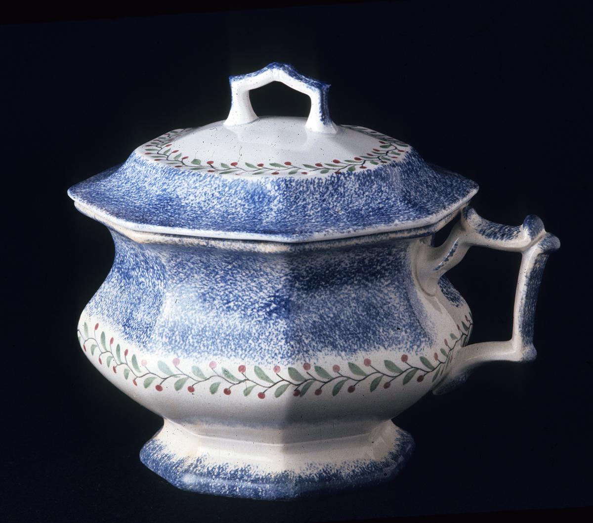 1964.1721 A,B Spatterware (sponged) chamberpot