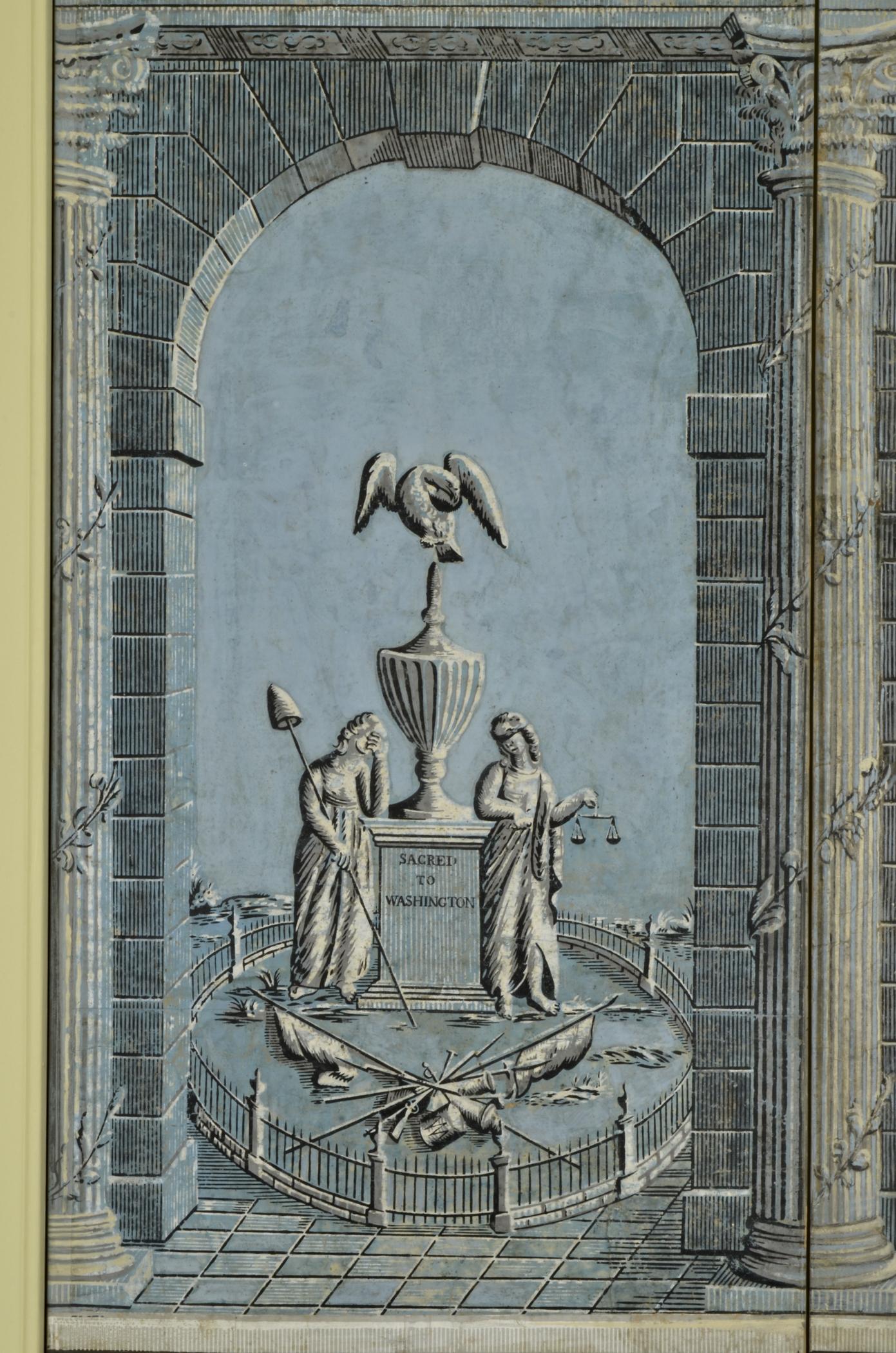 1964.1788 A, B, Wall covering, detail 2, Bulfinch Stair Hall 2013