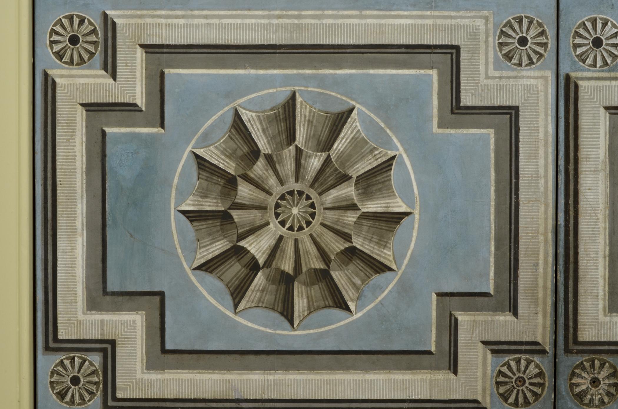 1964.1788 A, B, Wall covering, detail 4, Bulfinch Stair Hall 2013