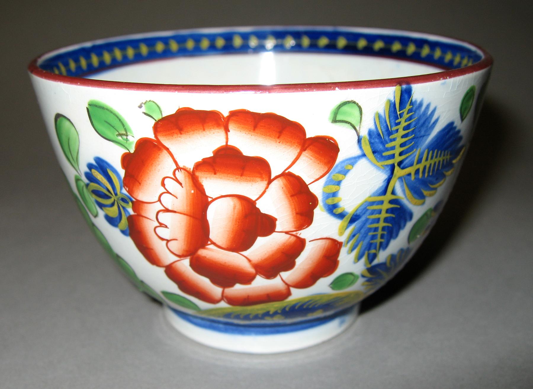 1964.1818.008 Gaudy dutch pearlware carnation teabowl