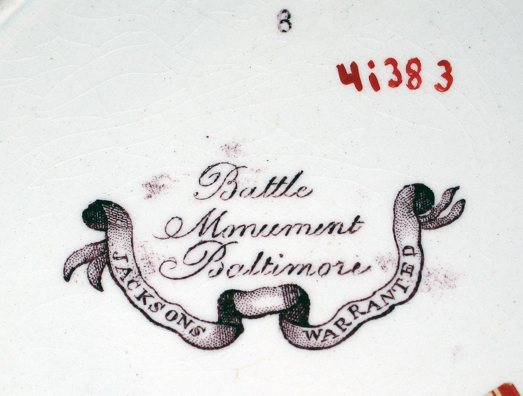 1964.1836 Jacksons Earthenware plate, detail