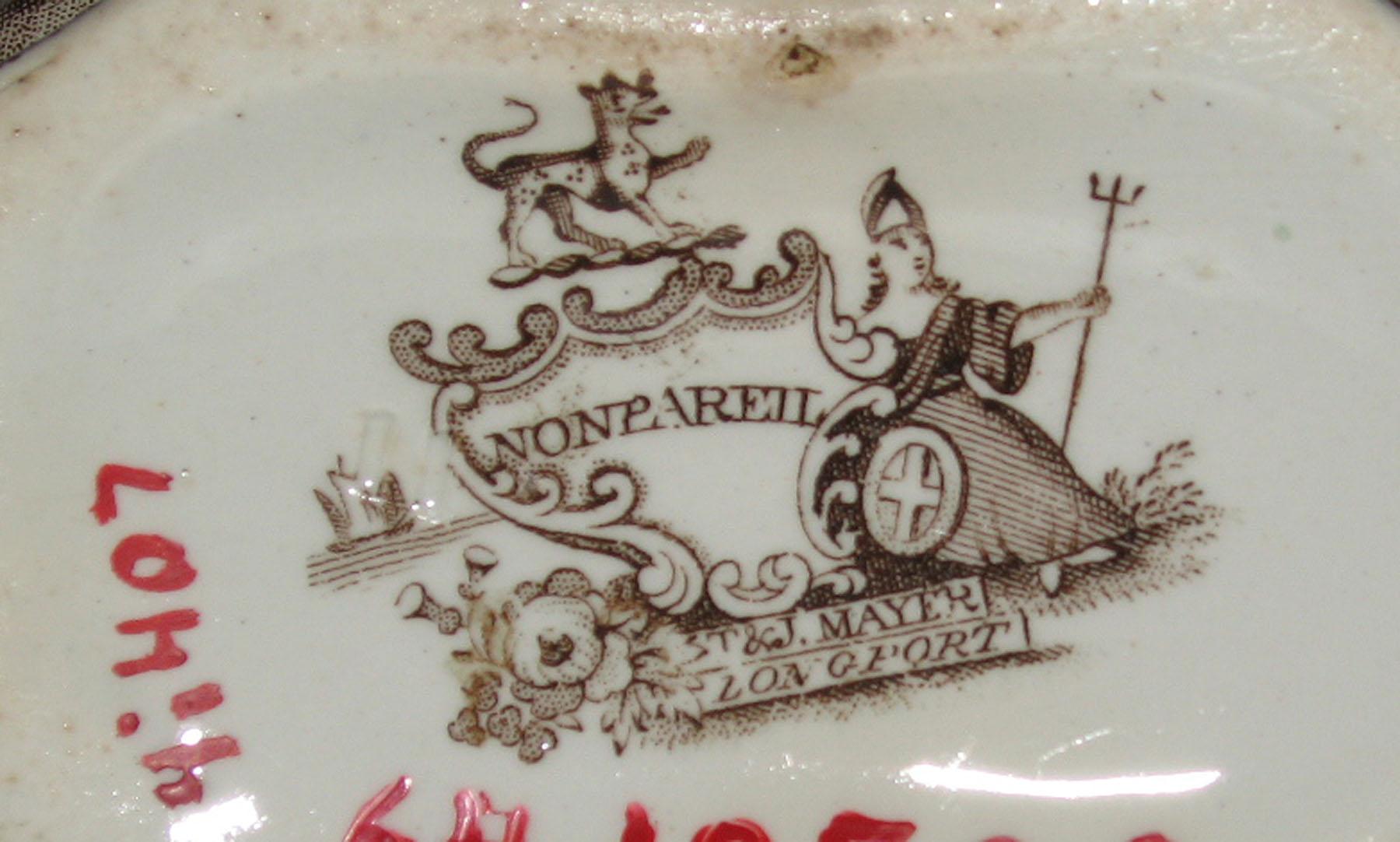 1964.1850.002 T & J Mayer Earthenware Jug, detail