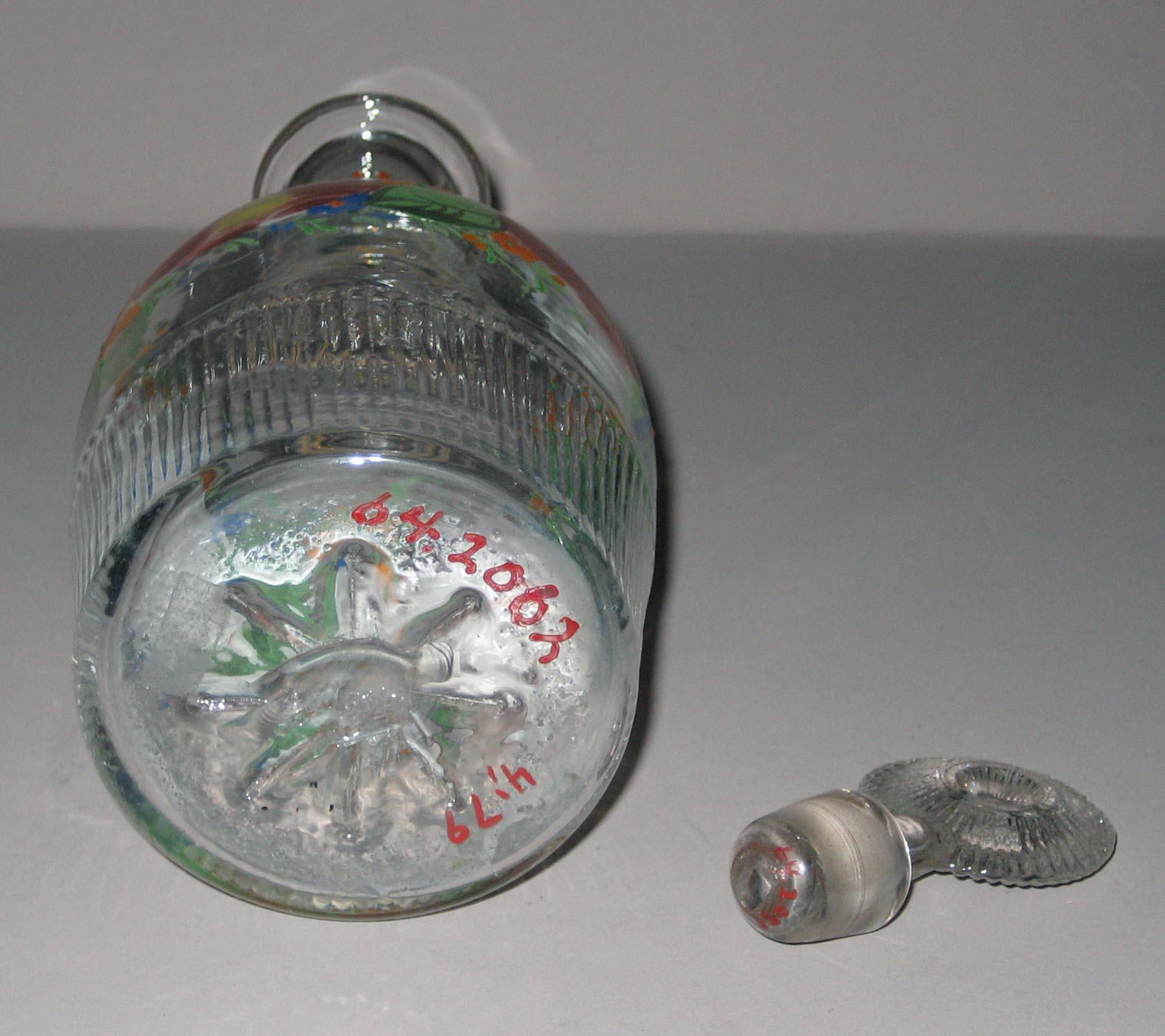 1964.2062, 1964.2059 Glass decanter and stopper (bottom)
