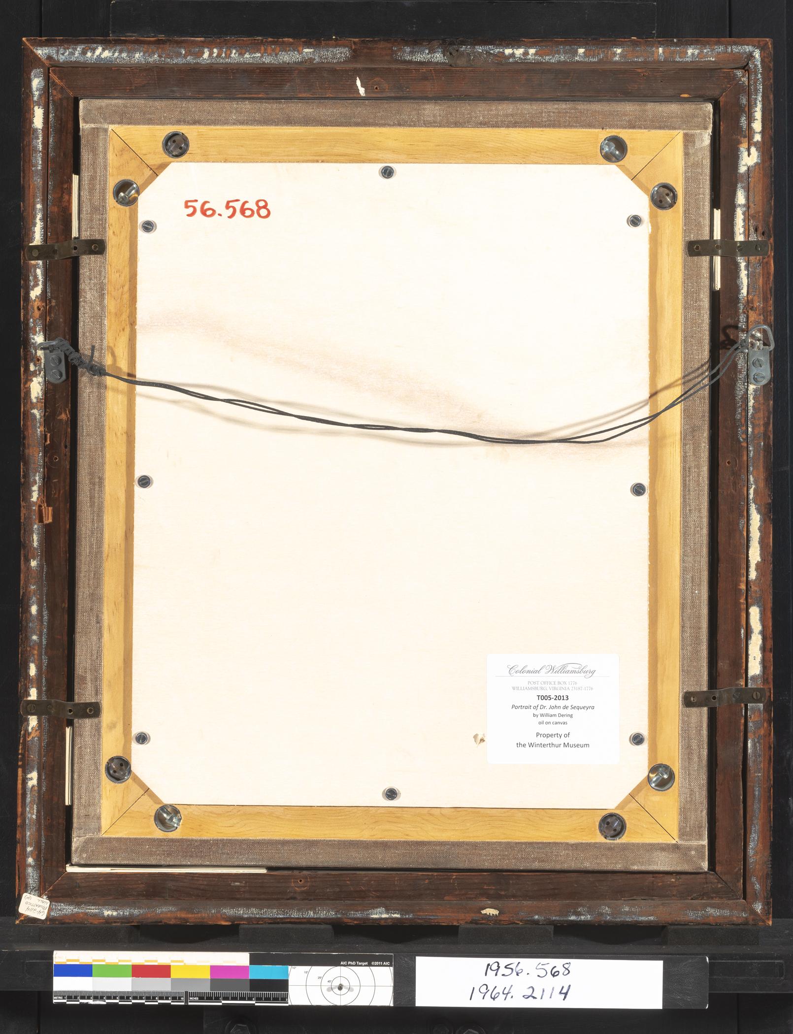 1956.0568 Painting, 1964.2114 Frame, view 2, reverse