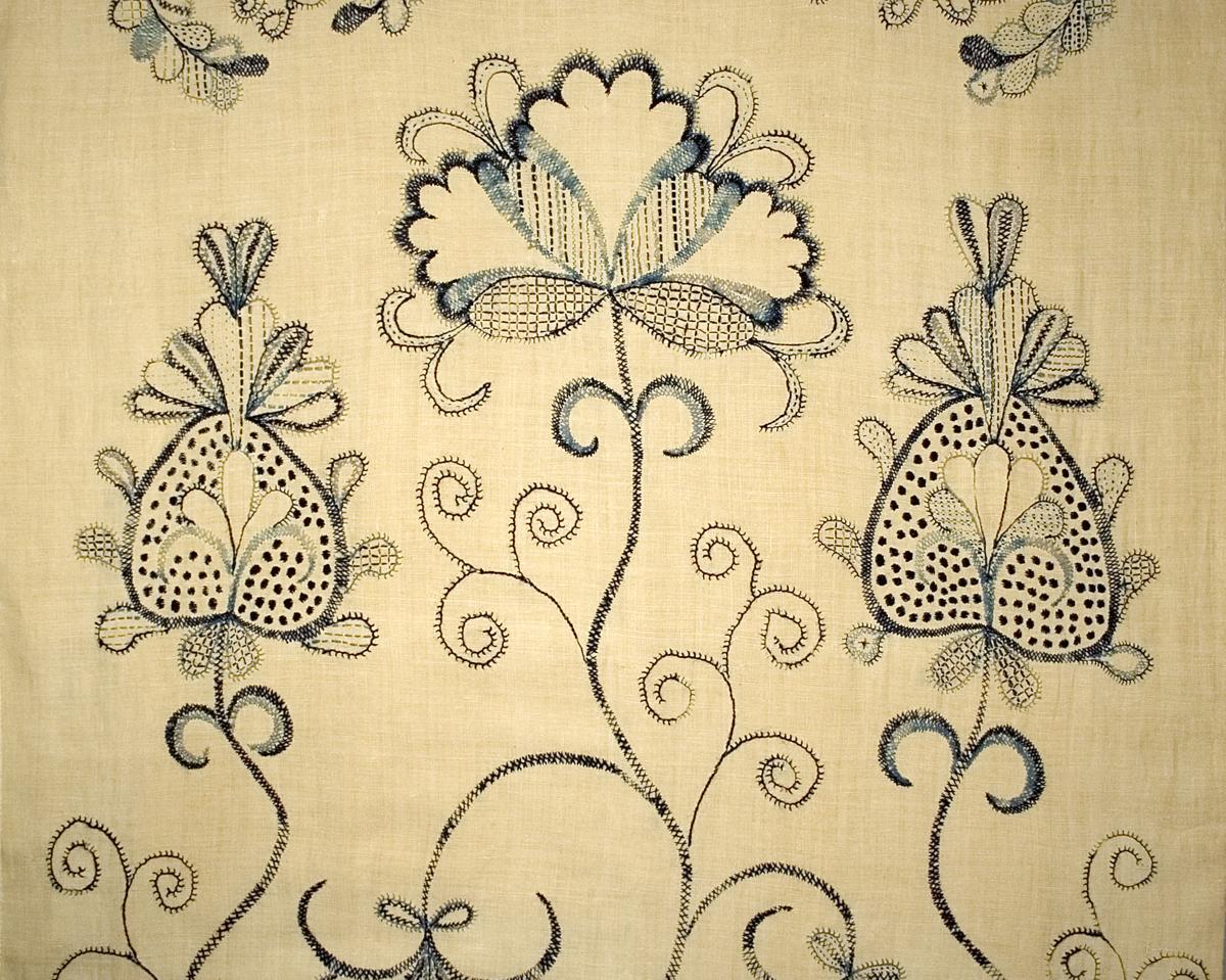 1955.0658 A Bed Hanging, Side Curtain, Pattern Detail #2