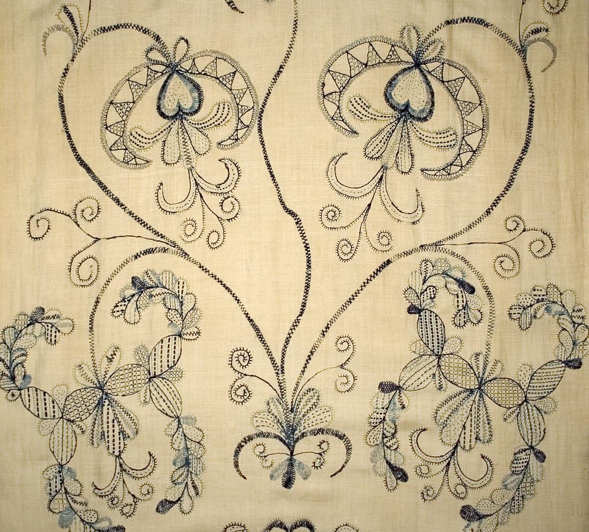 1955.0658 A Bed Hanging, Side Curtain, Pattern Detail #3
