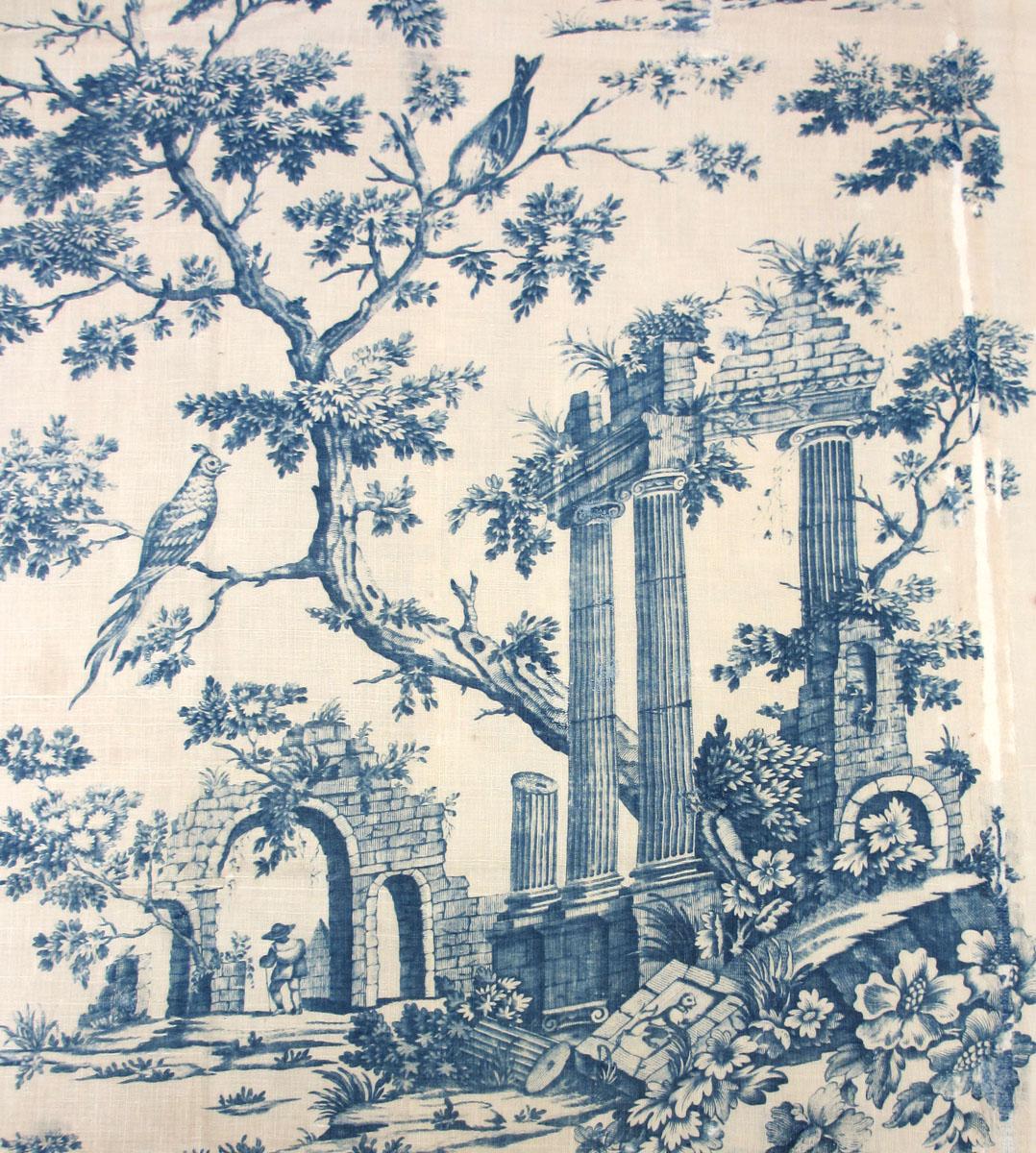 T161 textile, printed design repeat blue