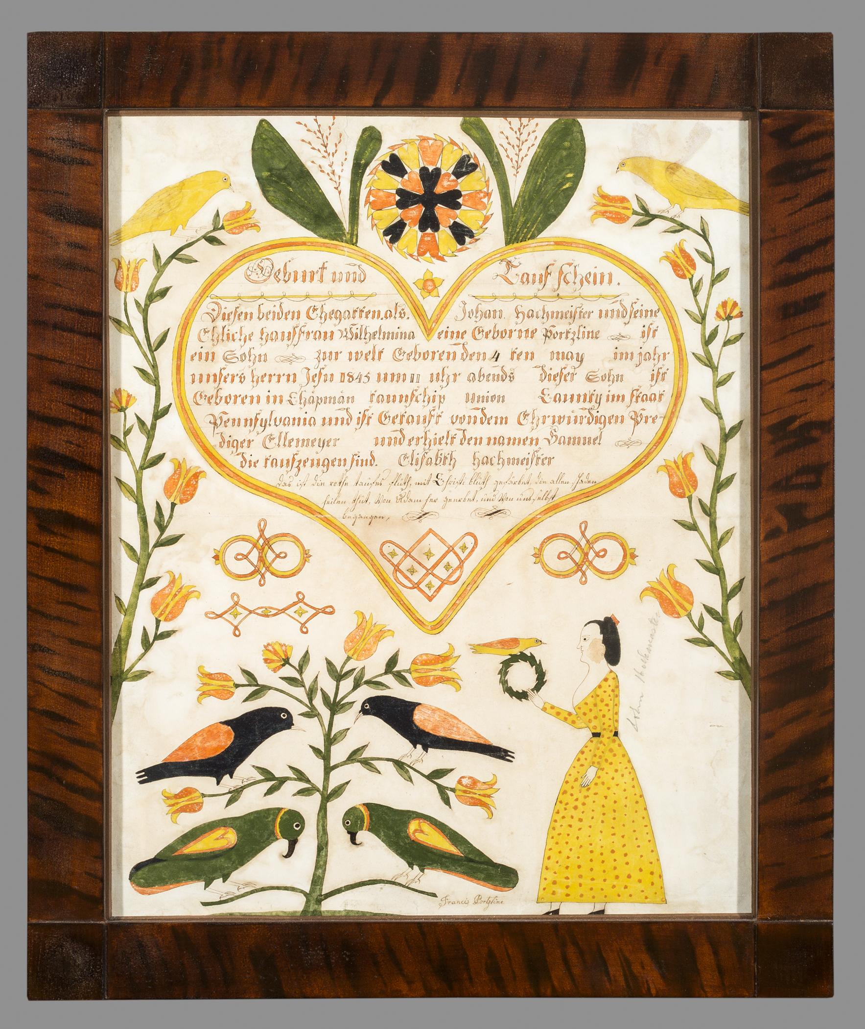 1965.0602 Fraktur, 1977.0501 Frame, view 1
