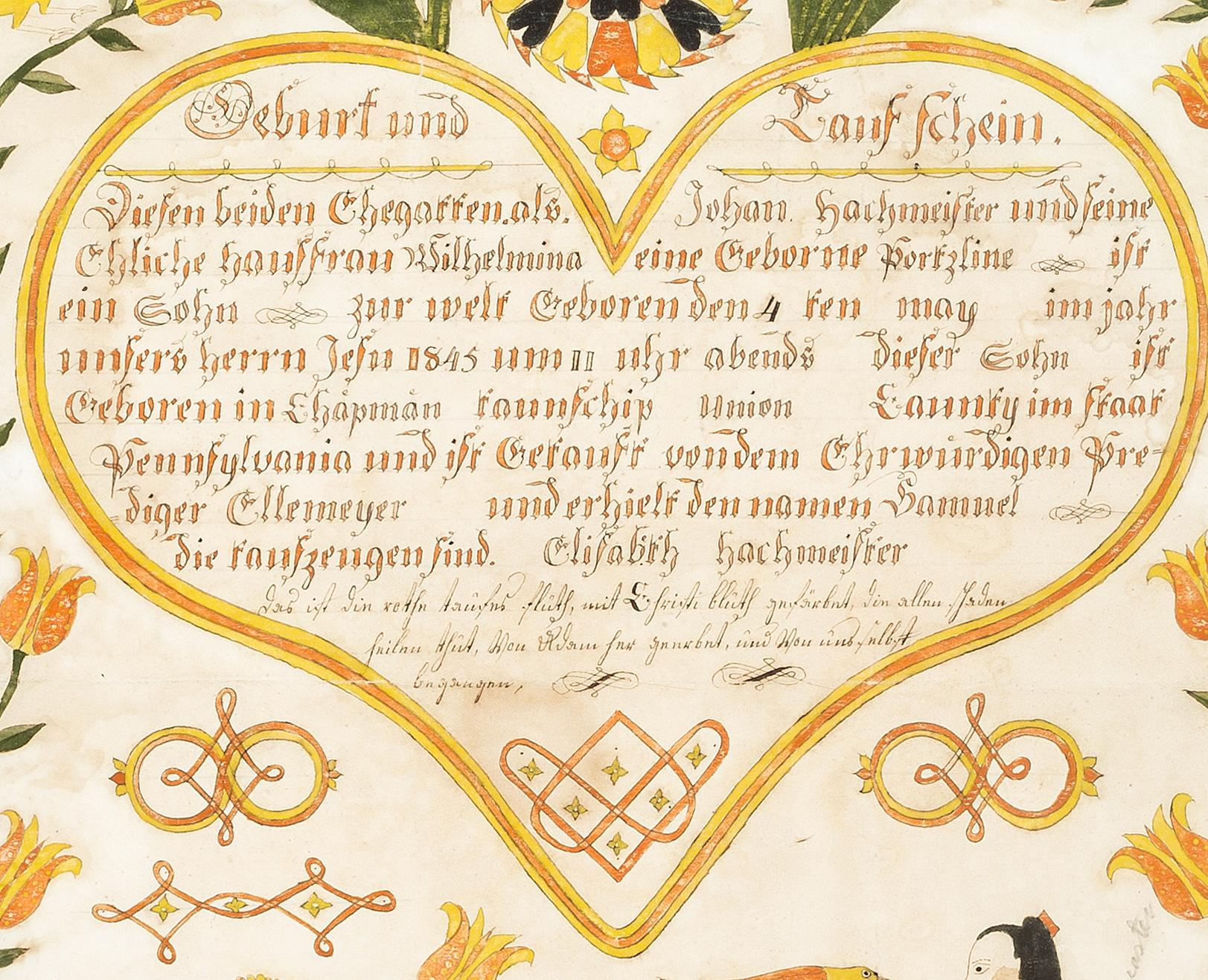 1965.0602 Fraktur, detail 1
