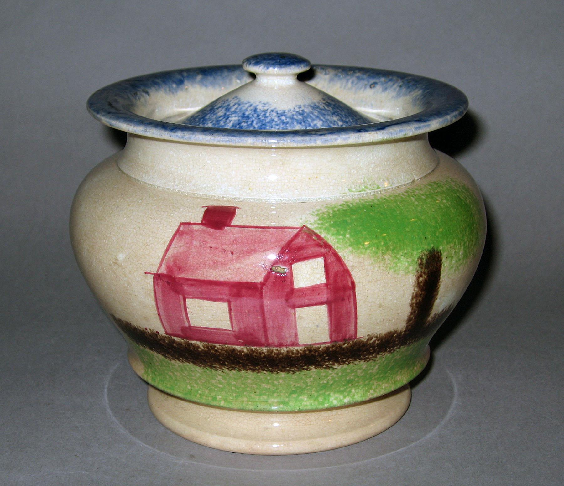 1965.0794 Spatterware sugar bowl