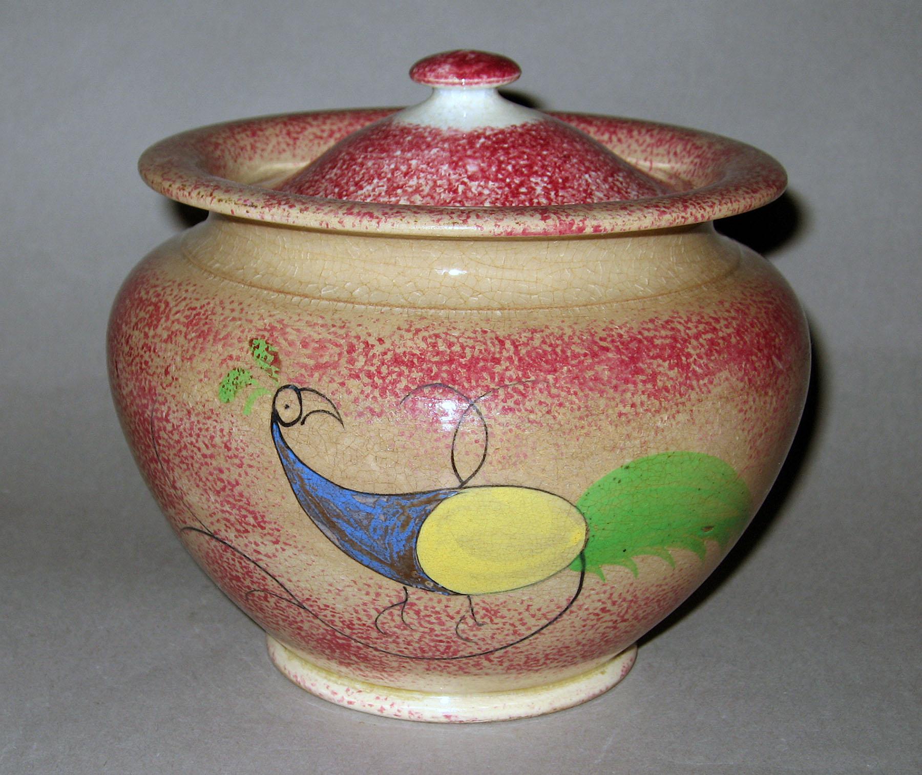 1965.0842 Spatterware sugar bowl
