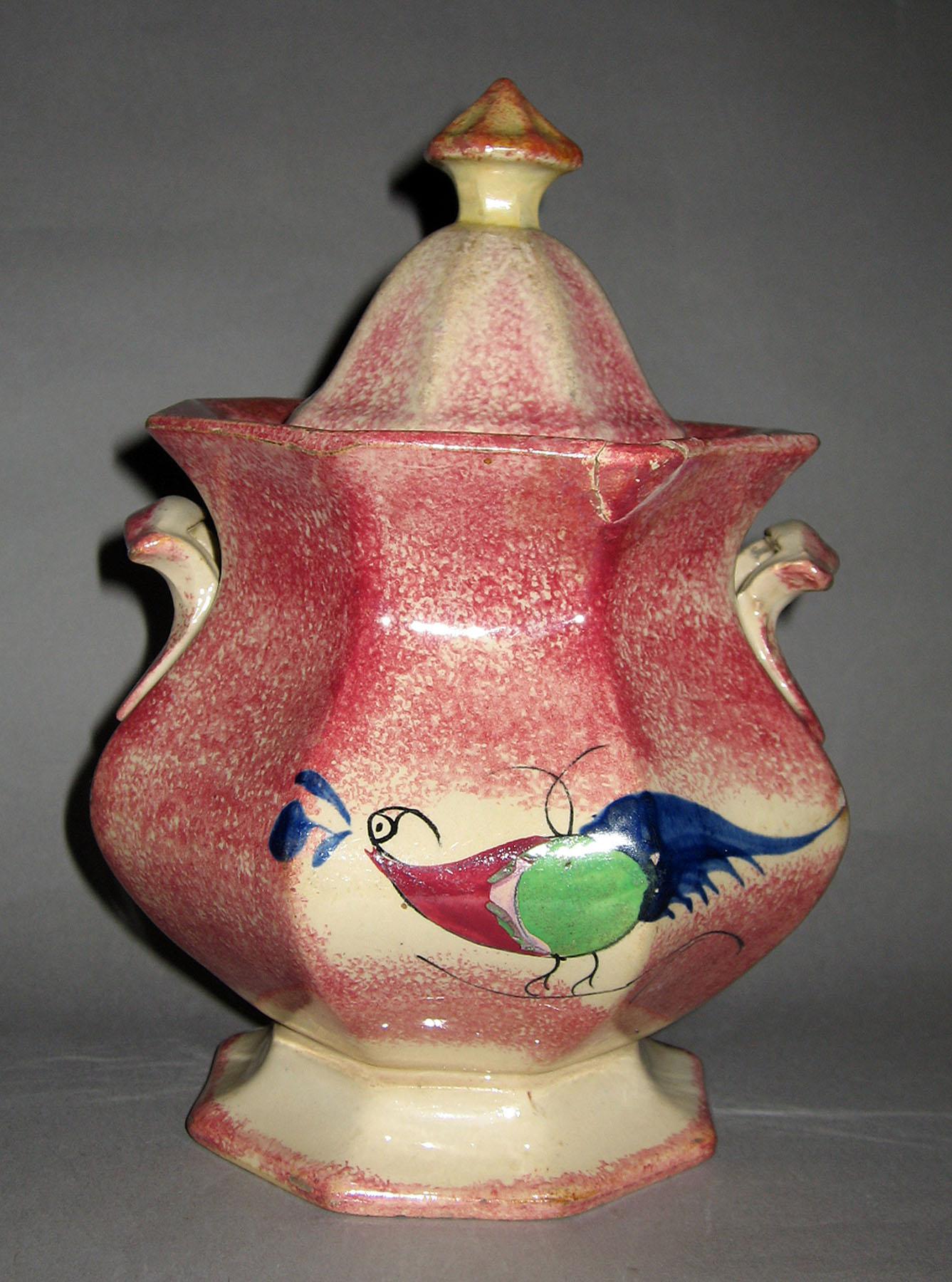 1965.1004 Spatterware sugar bowl