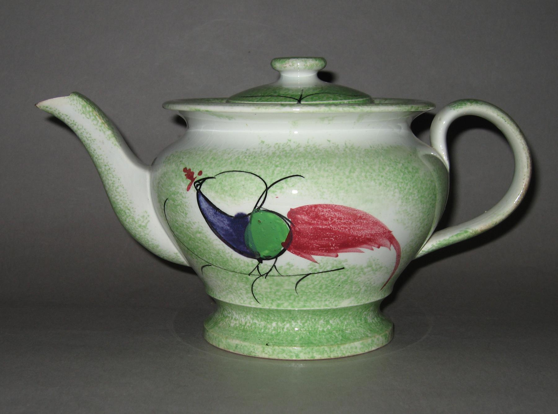 1965.1074 A, B Spatterware teapot