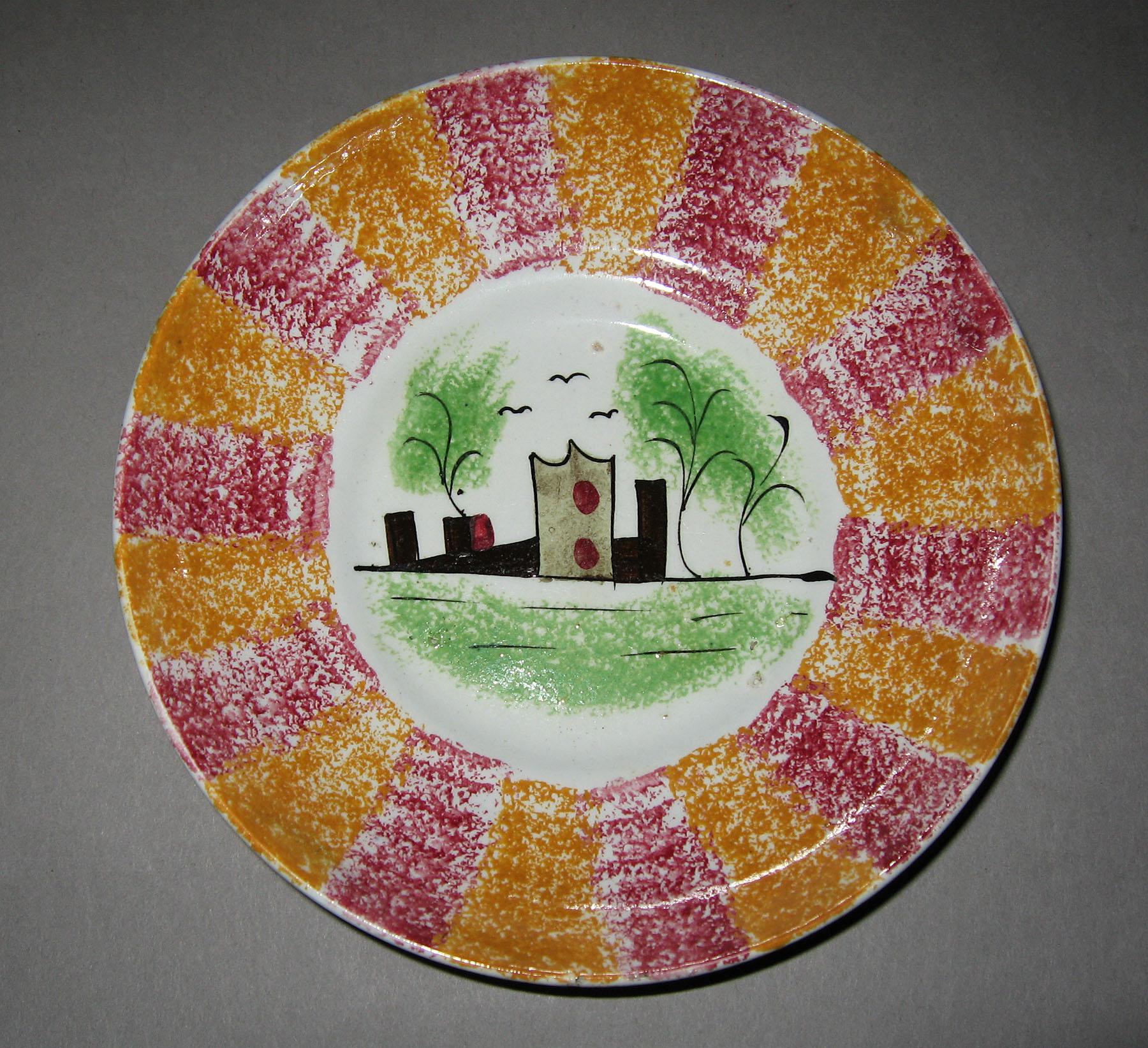 1965.1102 B Rainbow stripe castle pattern saucer