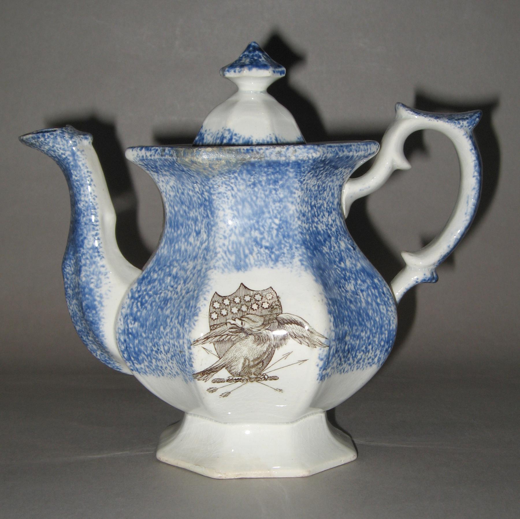 1965.1189.001 A, B Spatterware teapot