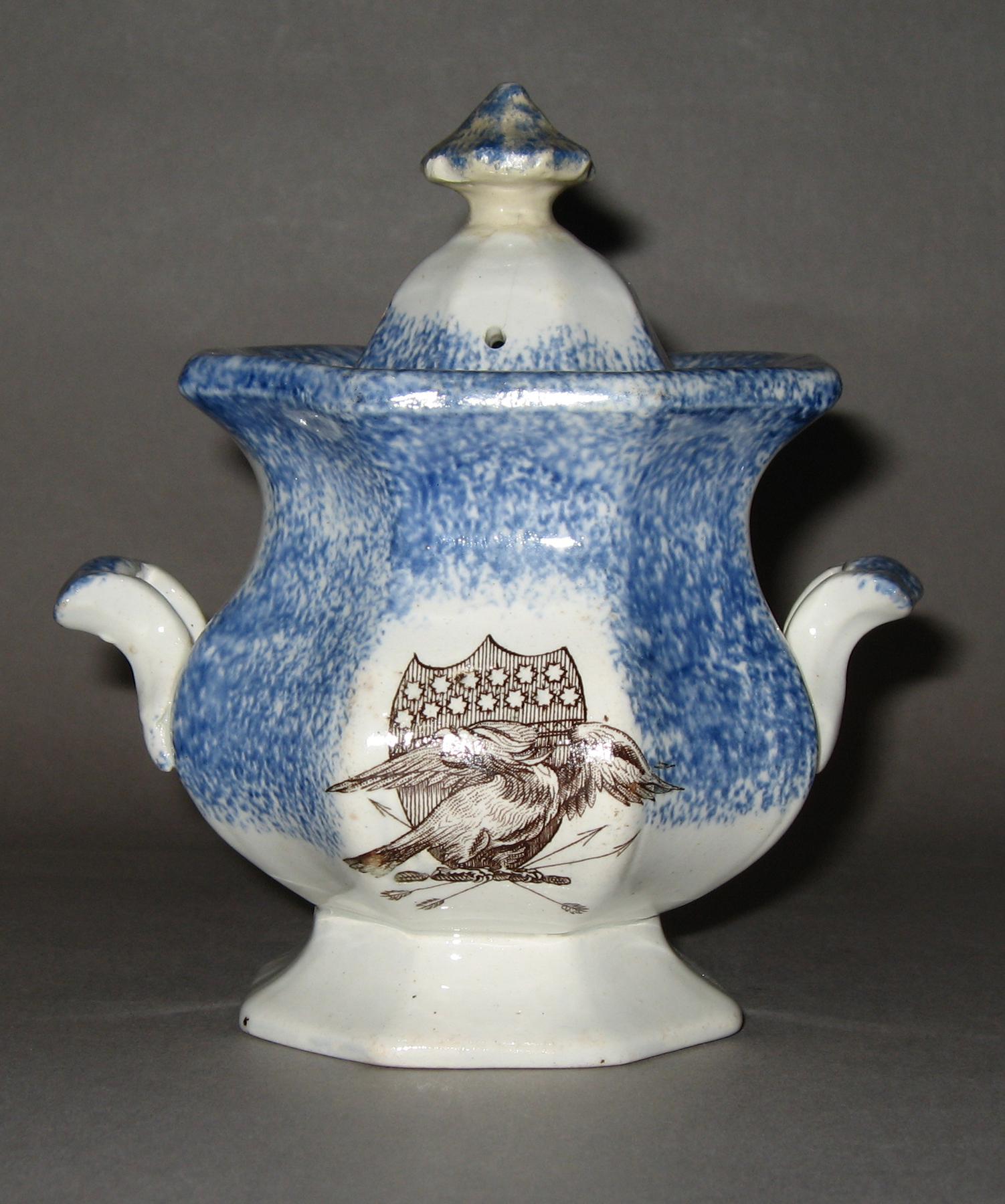 1965.1189.002 A, B Spatterware sugar bowl