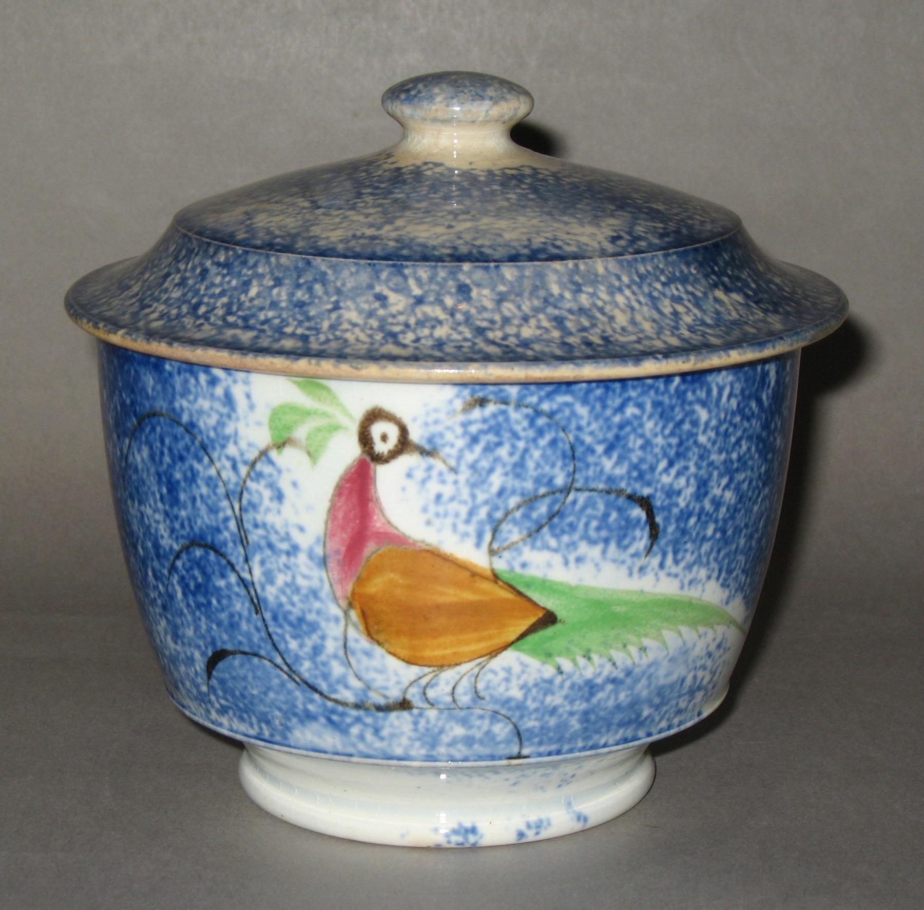 1965.1257 Spatterware sugar bowl