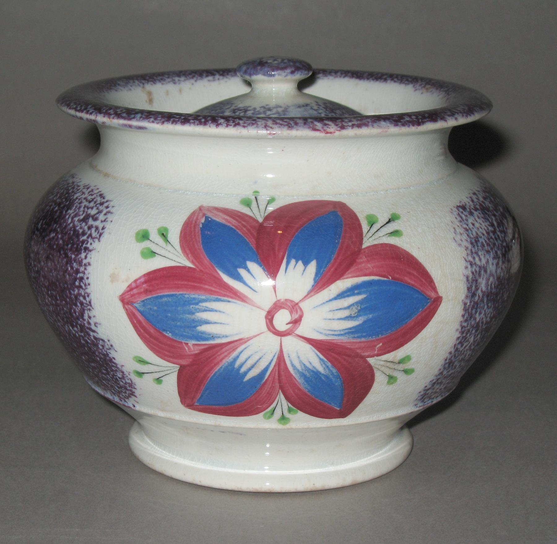 1965.1260 Spatterware sugar bowl
