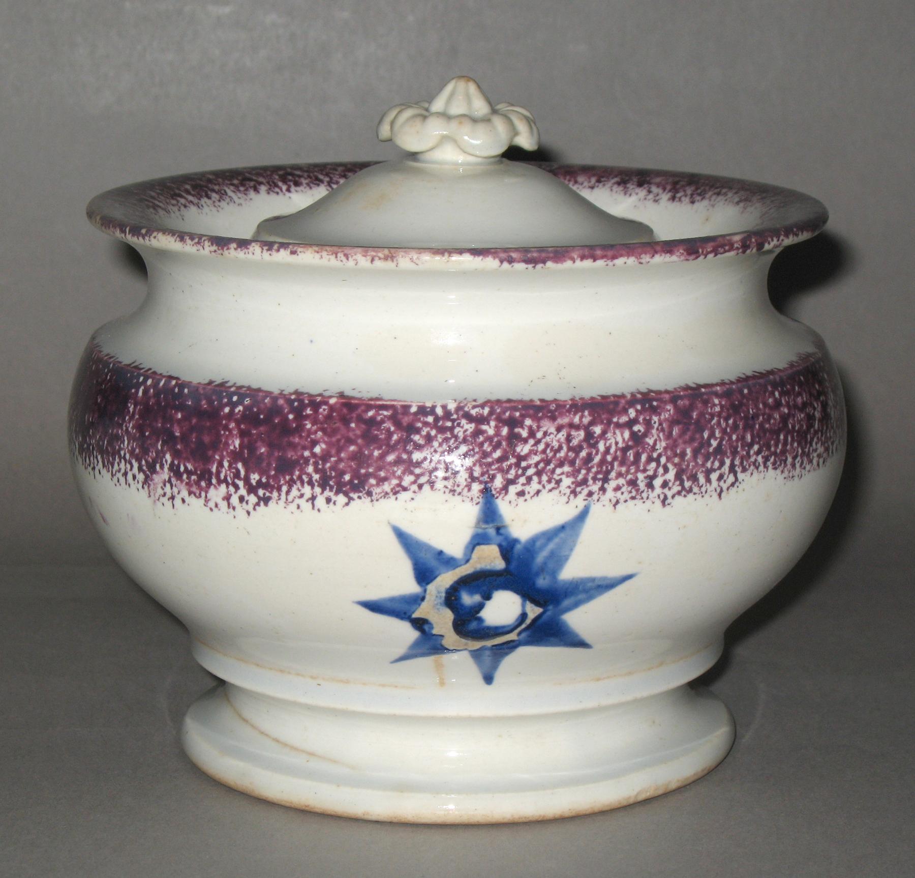 1965.1264 A, B Spatterware sugar bowl