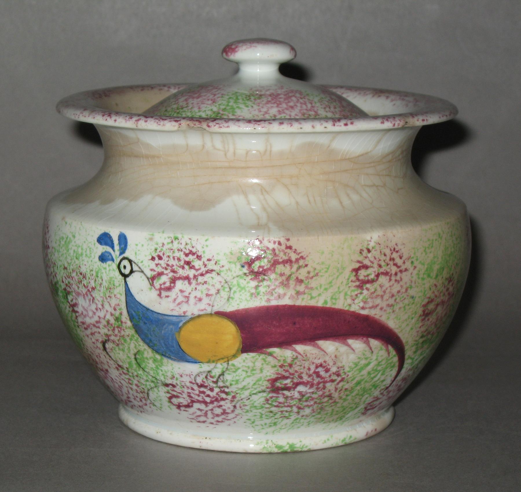 1965.1278 Spatterware sugar bowl