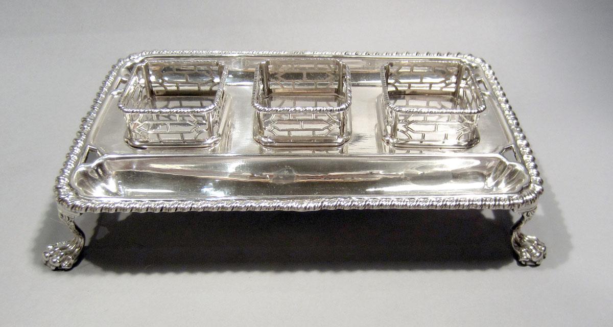 1965.1406 A-D, K, L Silver Inkstand frame