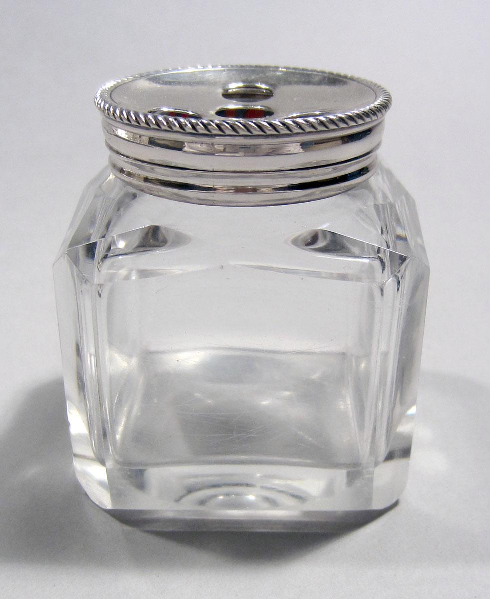 1965.1406 G, J Silver and Glass Inkstand Bottle and Cap