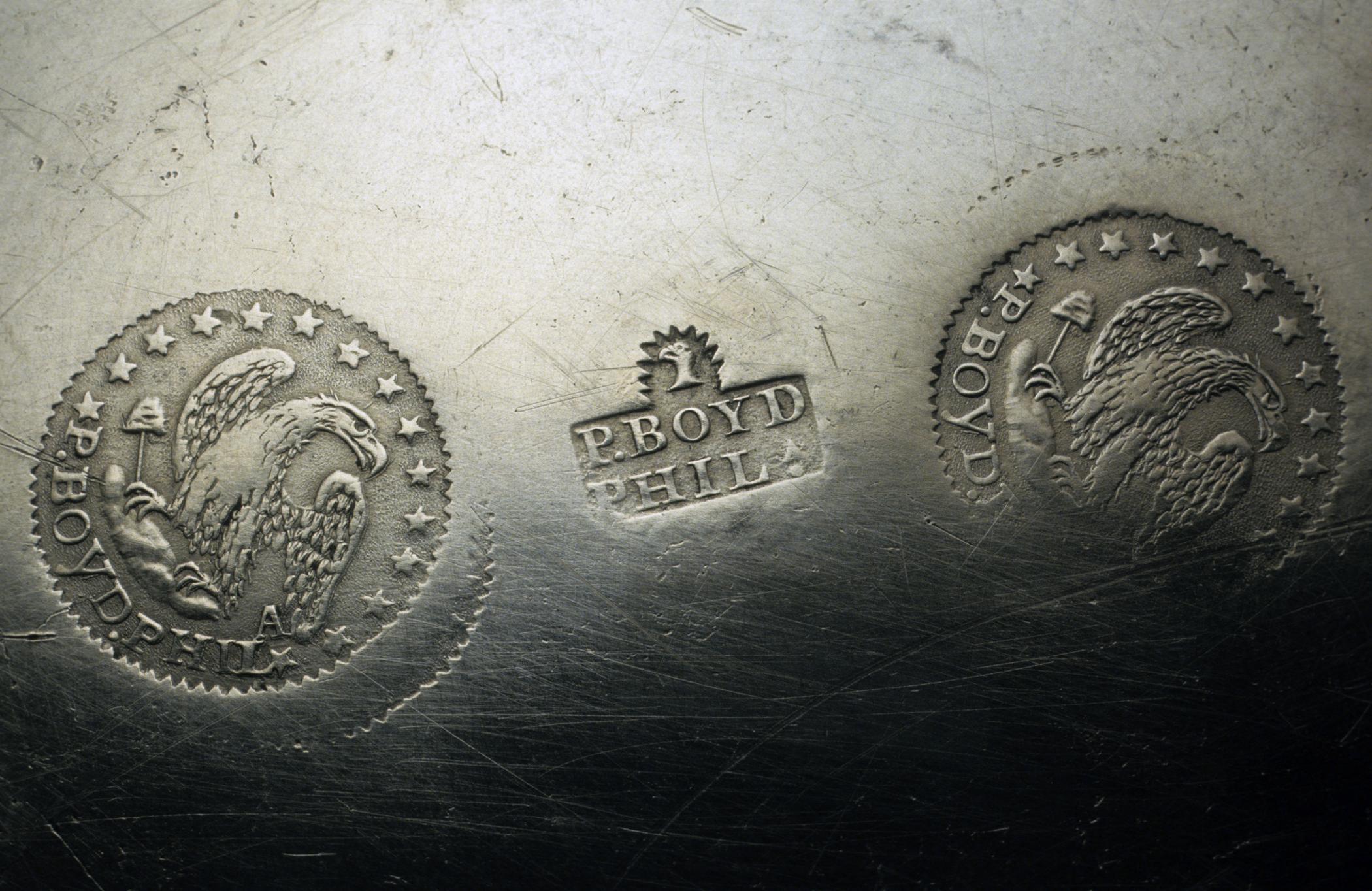 1965.1459 Pewter plate (marks)