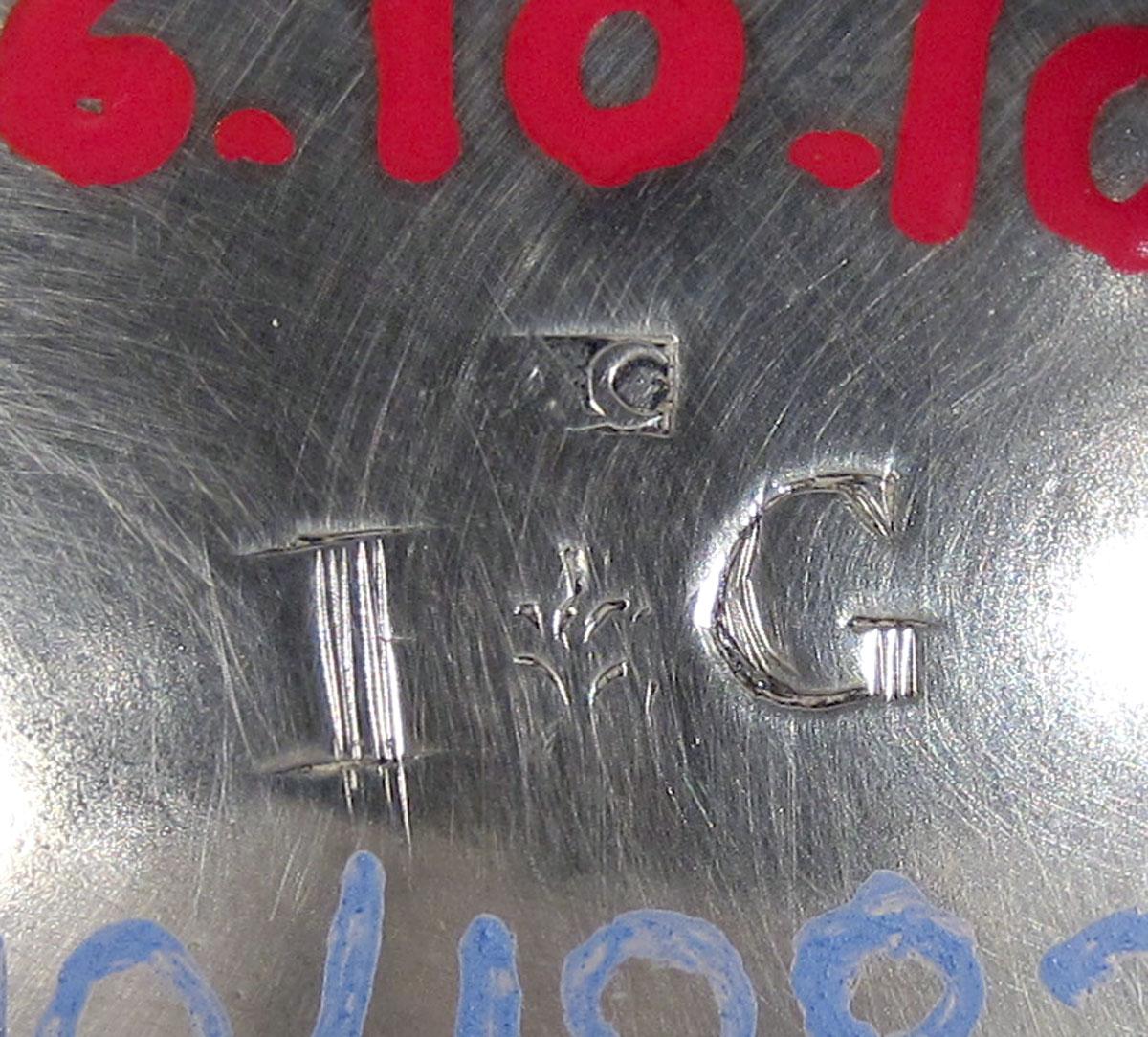 1956.0010.010 Silver Salt dish mark and engraving