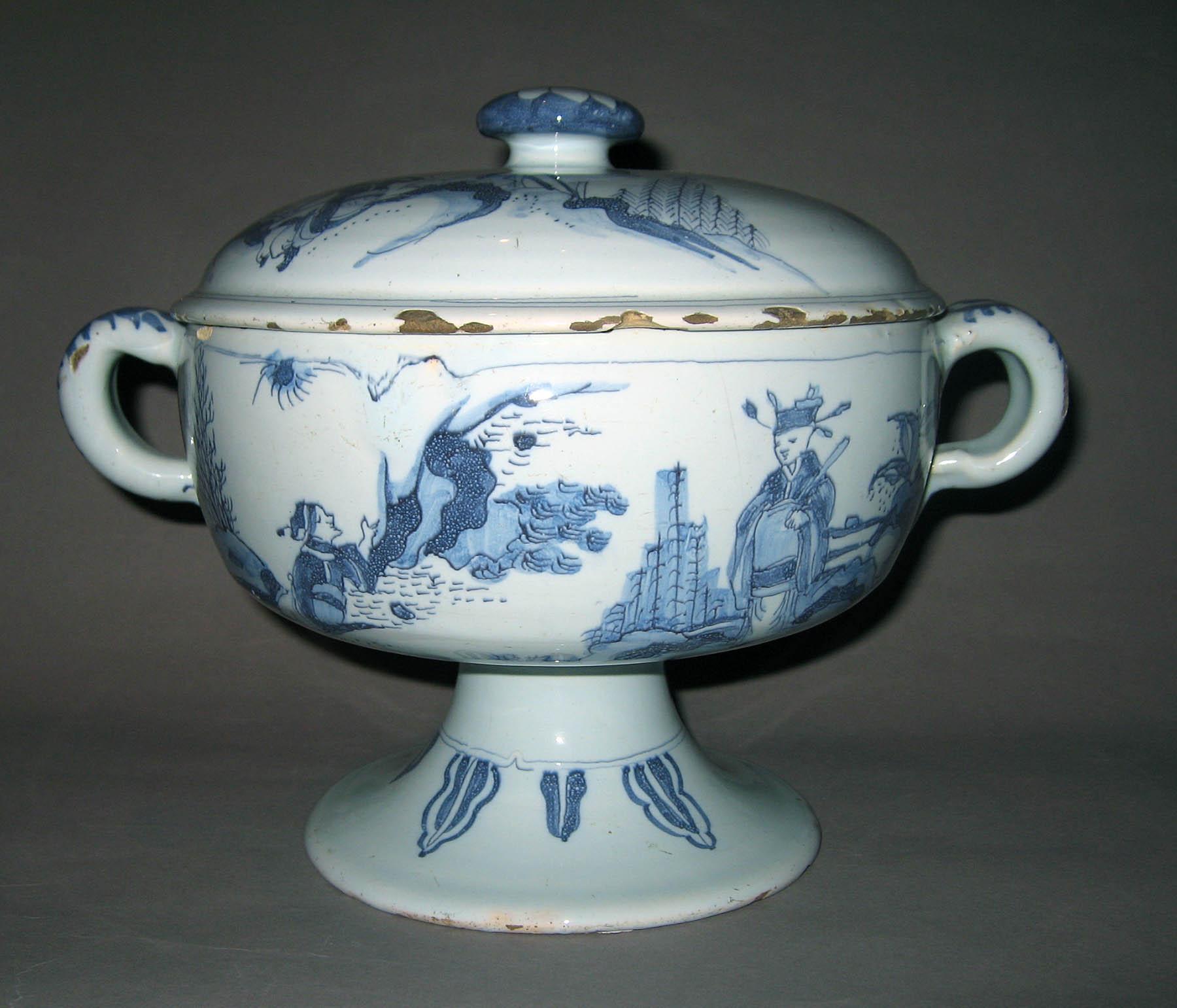 1965.1639 A, B Earthenware footed bowl with cover