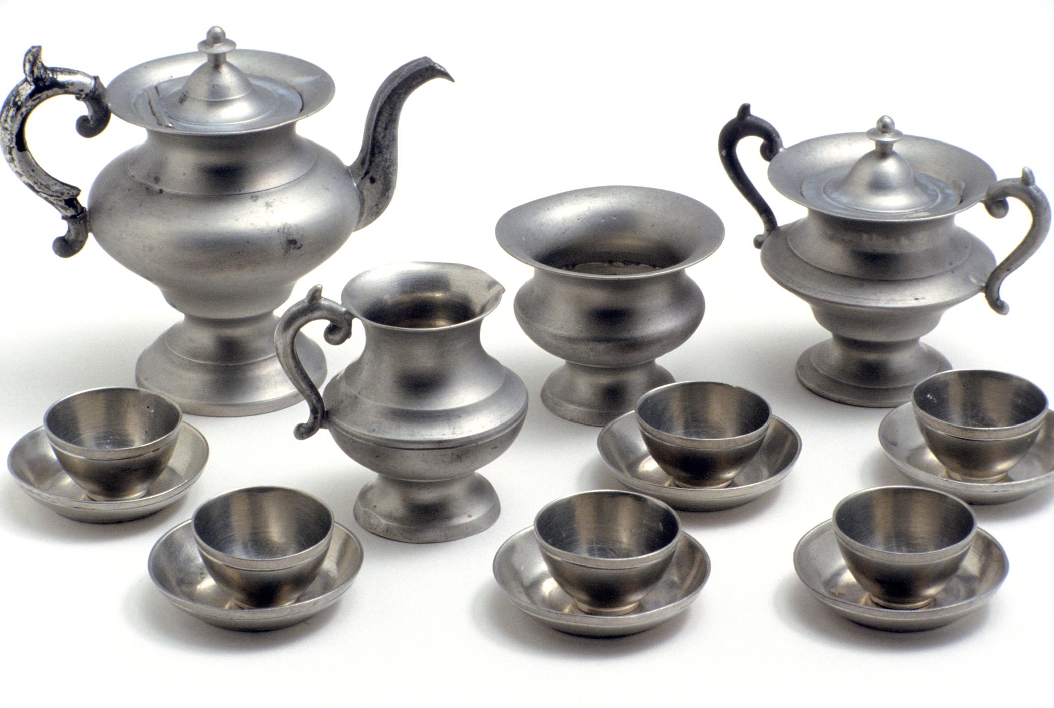 1965.1679.001-.012, 1965.1680, 1965.1681, 1965.1682, 1965.1683 Miniature britannia tea set