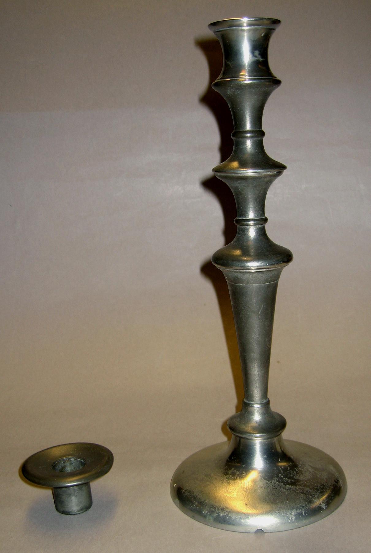 1965.1684.001 A, B Britannia candlestick with bobeche