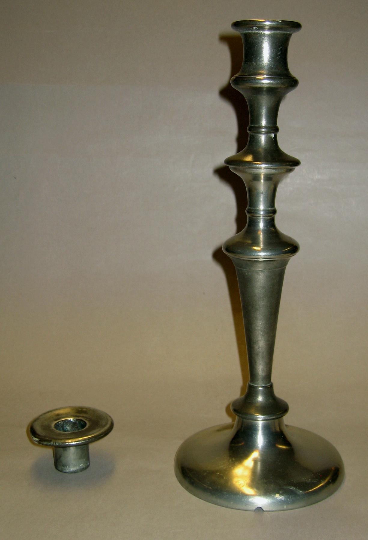 1965.1684.002 A, B Britannia candlestick with bobeche