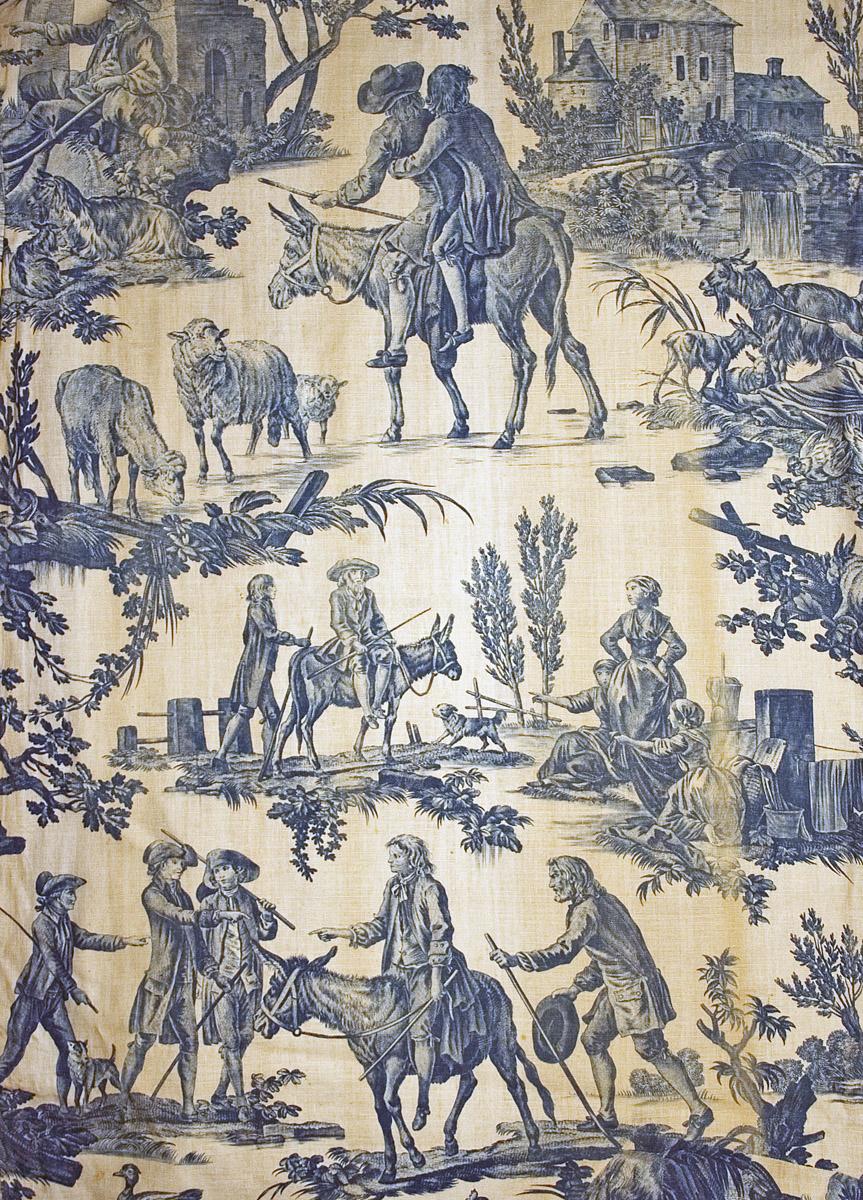 T33 textile, printed design repeat blue